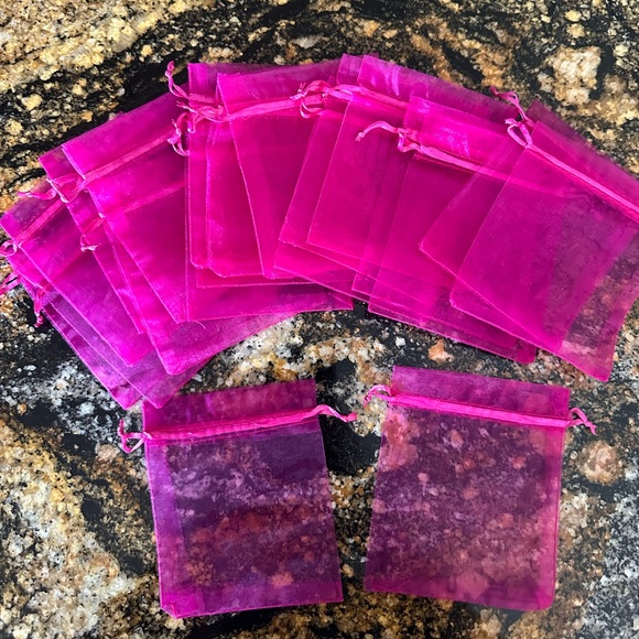 Hot Pink Organza Bags, Party Favor Pouch, Jewelry Bag, Sample Bag, Drawstring - Picture 2 of 4
